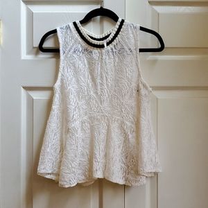 Free People top lace with knit collar